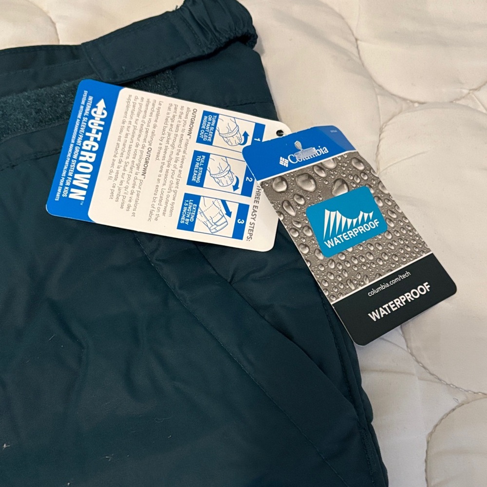New Columbia Teal Waterproof Snow Pants Youth Size Medium M 10/12 Kids Ski Bibs - Picture 2 of 5